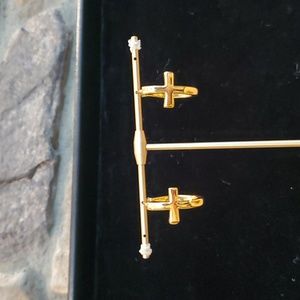 Gold Cross Hoop Earrings